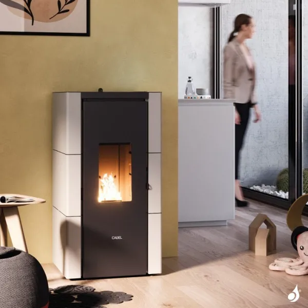Poêle à Granulés étanche CADEL Cristal 7 Puissance 7kW WiFi Sortie Fumée Postérieure – Image 3