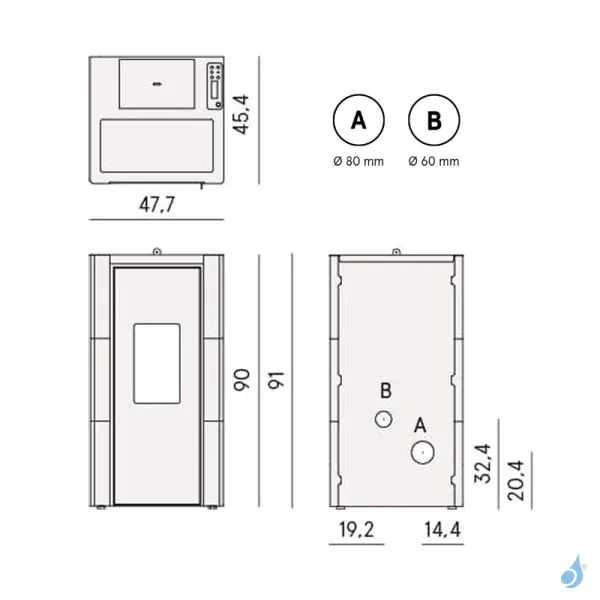 Poêle à Granulés étanche CADEL Cristal 7 Puissance 7kW WiFi Sortie Fumée Postérieure – Image 4