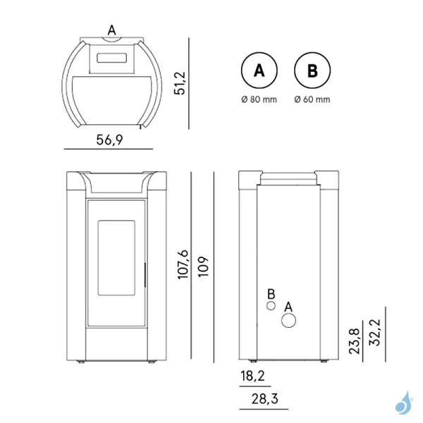 Poêle à Granulés étanche CADEL Fenice 11 Puissance 10.5kW WiFi Sortie Fumée Postérieure Ou Supérieure – Image 2