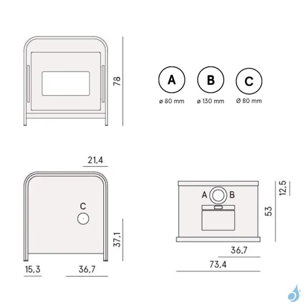 Poêle à Granulés étanche CADEL Frame 9 Up-Twin Air Ventilé Puissance 9.3kW WiFi Sortie Fumée Coaxiale Ø8/13cm – Image 2