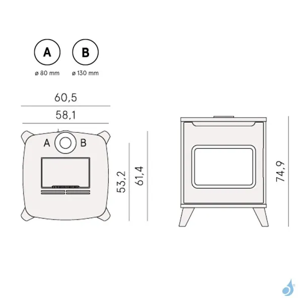 Poêle à Granulés étanche CADEL Hublot 6 Up-Twin Air Ventilé Puissance 6kW WiFi Sortie Fumée Supérieure Ø8/13cm – Image 4
