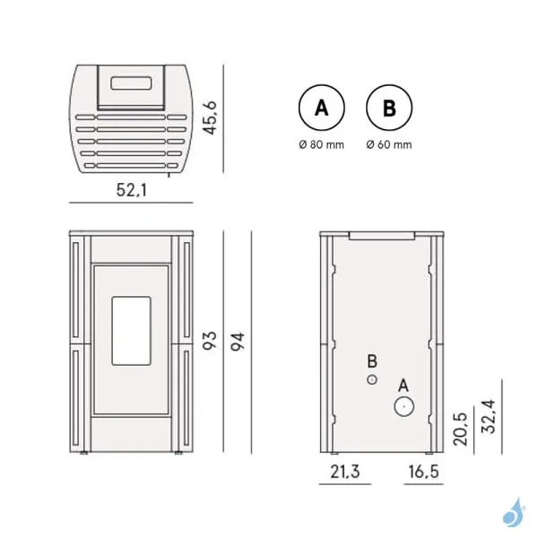 Poêle à Granulés étanche CADEL Perla 7 Air Ventilé Puissance 7kW WiFi Sortie Fumée Postérieure – Image 2