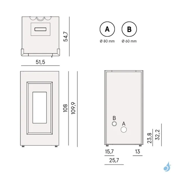 Poêle à Granulés étanche CADEL Prince 11 Puissance 10.5kW WiFi Sortie Fumée Postérieure – Image 2