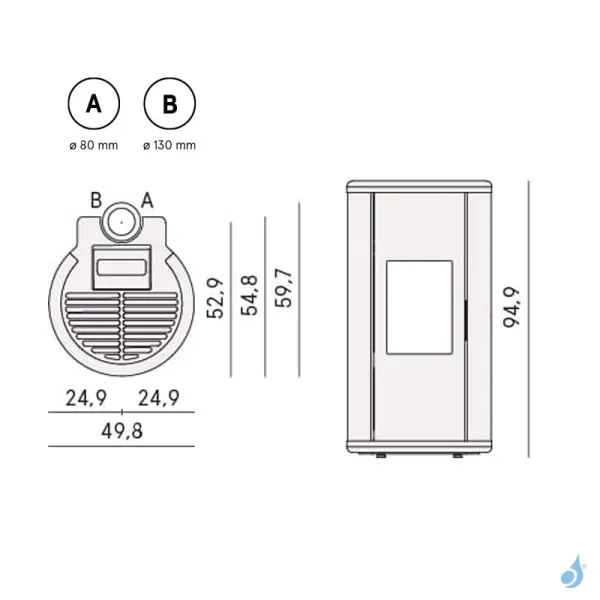 Poêle à Granulés étanche CADEL Sound 5 Up-Twin Air Ventilé Puissance 5.5kW WiFi Sortie Fumée Supérieure Ø8/13cm – Image 3
