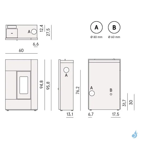 Poêle à Granulés étanche CADEL Spirit 5 Air Ventilé Puissance 5.2kW A+ WiFi – Image 2