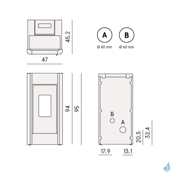 Poêle à Granulés étanche CADEL Sweet 7 Air Ventilé Puissance 7kW WiFi Sortie Fumée Postérieure – Image 2