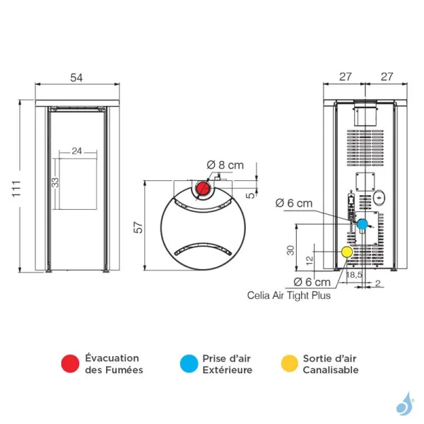 Poêle à Granulés étanche Edilkamin Celia AT Puissance 7.2kW Sortie Fumée Supérieure Ø8 Cm – Image 3