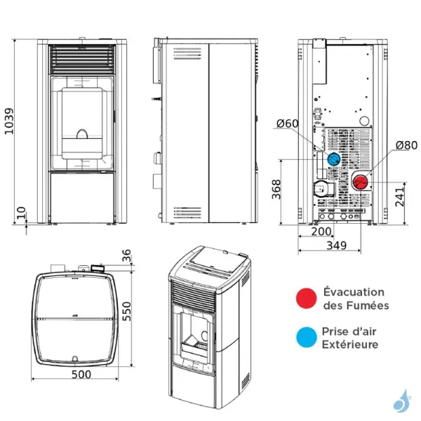 Poêle à Granulés étanche MCZ Ego Hydro Matic 8 R Puissance 8kW Sortie Fumée Postérieure – Image 2