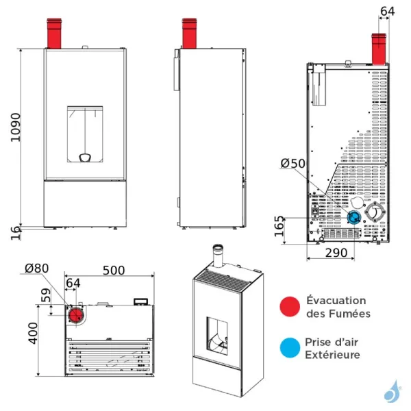 Poêle à Granulés étanche MCZ Eiko Natural Matic 6 Core UP Puissance 6kW Sortie Fumée Supérieure – Image 2