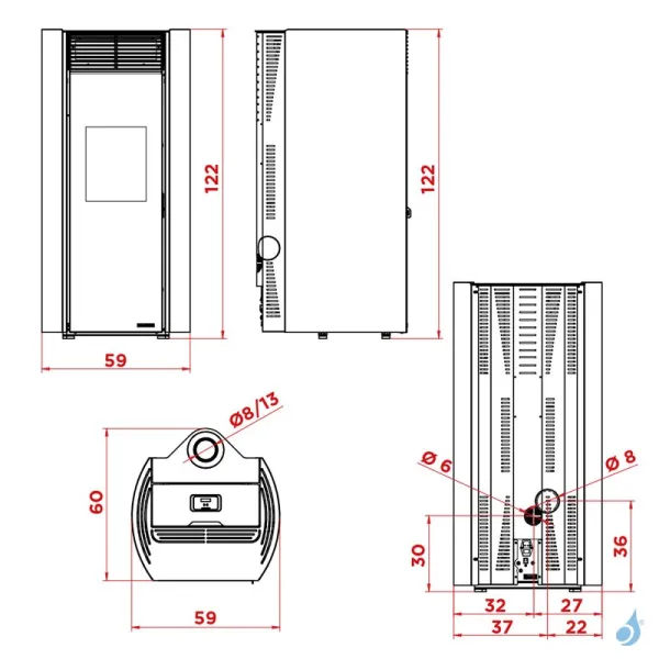 Poêle à Granulés étanche Palazzetti Ecofire Clelia 12 US Puissance 12kW Sortie Fumée Coaxiale Ø8/13cm – Image 2