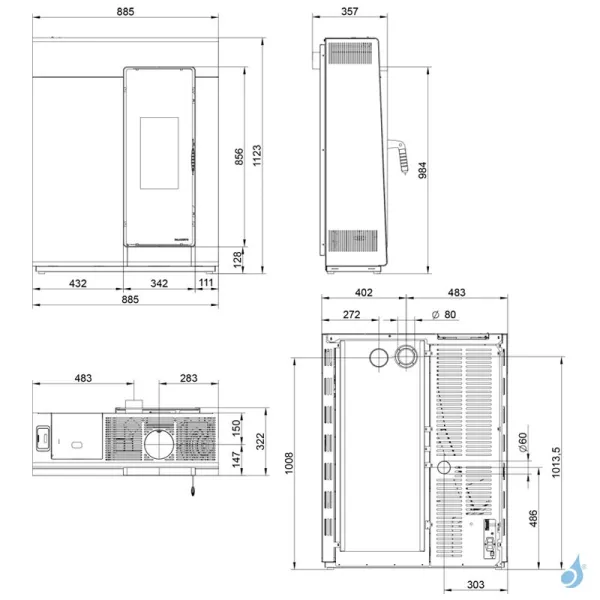 Poêle à Granulés étanche Palazzetti Ecofire Michelle 8 US Puissance 8kW Sortie Fumée Supérieure – Image 2