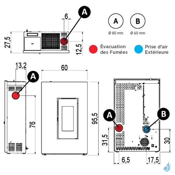 Poêle à Granulés étanche Pegaso Madison 5 Puissance 5.2kW Sortie Fumée Postérieure Ø 80 Mm – Image 2