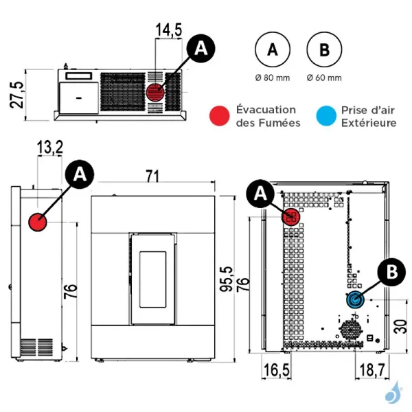 Poêle à Granulés étanche Pegaso Tabla 7 Puissance 7kW Sortie Fumée Postérieure Ø 80 Mm – Image 2