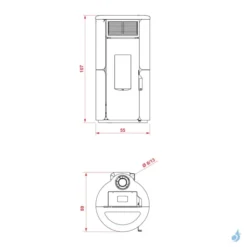 Poêle à Granulés étanche Royal Grazia E Air 80 US Puissance 8.2kW A+ Sortie Fumées Coaxiale