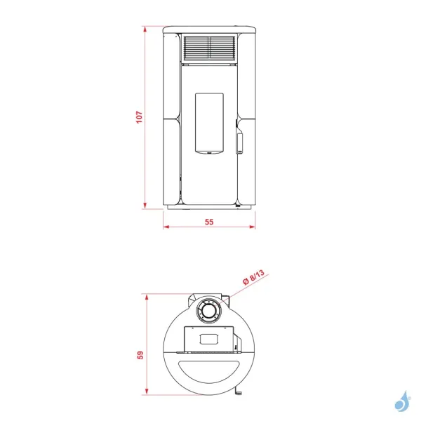 Poêle à Granulés étanche Royal Grazia E Air 80 US Puissance 8.2kW A+ Sortie Fumées Coaxiale