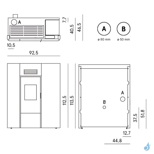 Poêle à Granulés Hydro CADEL Maya Idro 16 Puissance 16.1kW WiFi Sortie Fumée Postérieure Ou Supérieure – Image 2