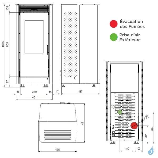 Poêle à Granulés Jolly Mec Ambria 2 Puissance 8 KW Sortie Fumée Postérieure Ø80 Mm – Image 2