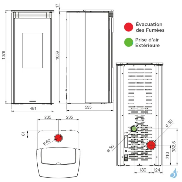 Poêle à Granulés Jolly Mec Bridge 6 KW Sortie Fumée Postérieure Ø80 Mm – Image 2