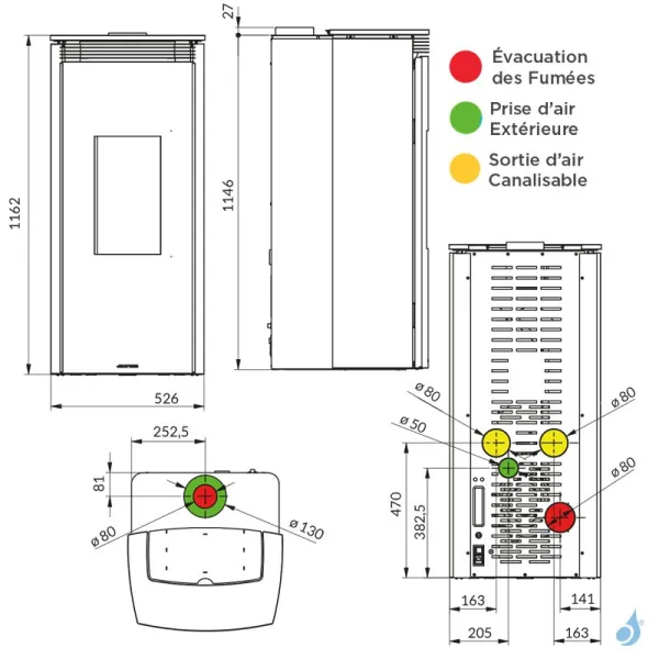 Poêle à Granulés Jolly Mec Bridge 8 KW Sortie Fumée Supérieure Ø80 Mm – Image 2