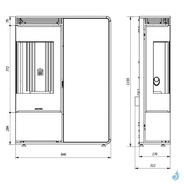 Poêle à Granulés Jolly Mec Dory Angolo S 9 KW Sortie Fumée Supérieure Coaxiale Ø8/13 Cm – Image 2