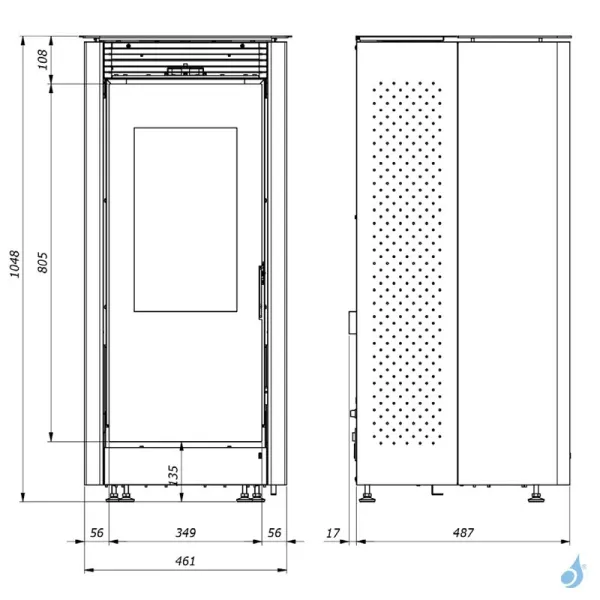 Poêle à Granulés Jolly Mec E-SQUARE 6 KW Sortie Fumée Postérieure Ø80 Mm – Image 2