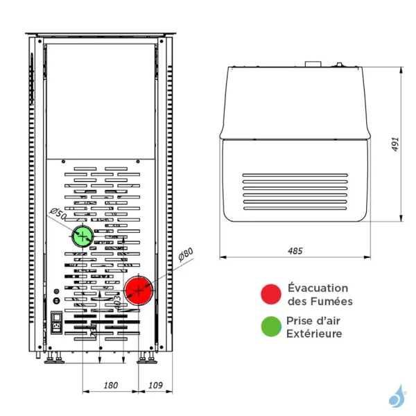 Poêle à Granulés Jolly Mec E-SQUARE 6 KW Sortie Fumée Postérieure Ø80 Mm – Image 3
