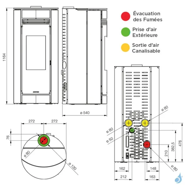 Poêle à Granulés Jolly Mec Globo 6 KW Sortie Fumée Supérieure Ø80 Mm – Image 2