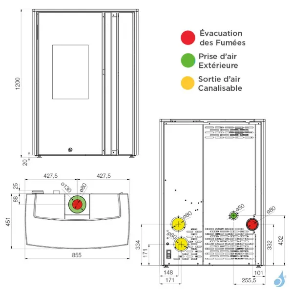 Poêle à Granulés Jolly Mec Takumi 14 KW Sortie Fumée Supérieure Coaxiale Ø8/13 Cm – Image 2