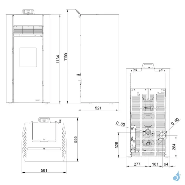 Poêle à Granulés Palazzetti Ecofire Bianca Lux 12 Puissance 12kW Sortie Fumée Postérieure – Image 2