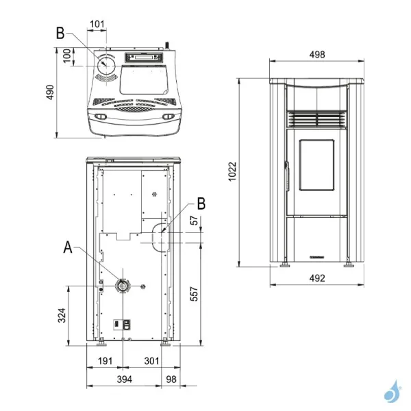Poêle à Granulés Ventilé Extraflame Giusy 5.0 Puissance 7.0kW Sortie Fumée Supérieure Postérieure – Image 3