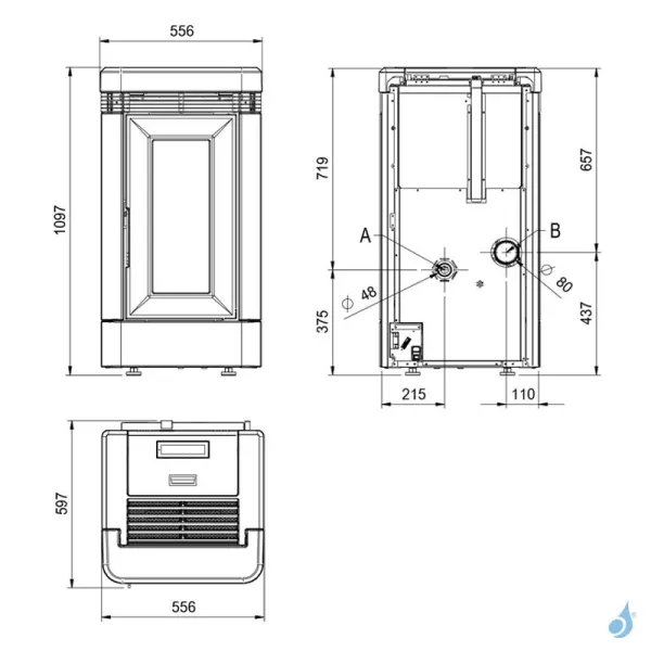 Poêle à Granulés Ventilé Extraflame Lucia Puissance 12.1kW WiFi Sortie Fumée Postérieure – Image 2