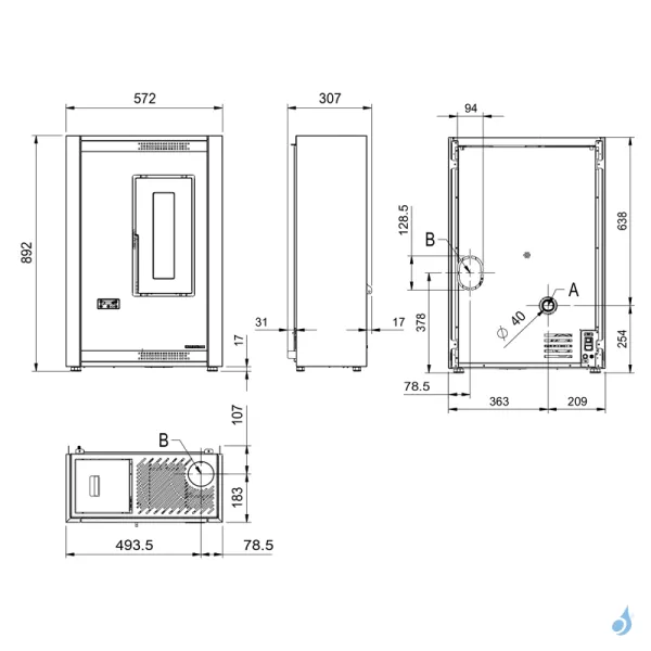 Poêle à Granulés Ventilé Extraflame Luisella 5.0 Puissance 5.1kW Sortie Fumée Postérieure Ou Supérieure – Image 2