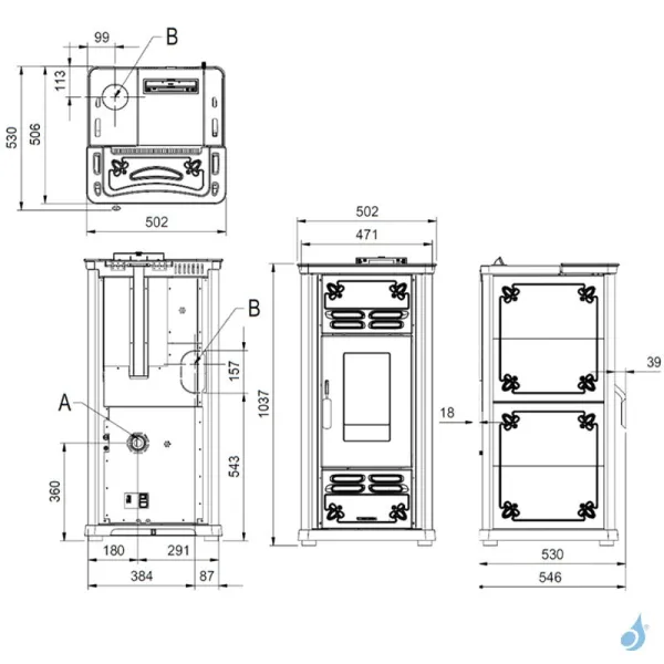 Poêle à Granulés Ventilé Extraflame Serafina Lux Evo Puissance 8.0kW Sortie Fumée Supérieure Postérieure – Image 4