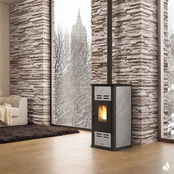 Poêle à Granulés Ventilé Extraflame Serafina Petra Evo Puissance 8.0kW Sortie Fumée Supérieure Postérieure – Image 3