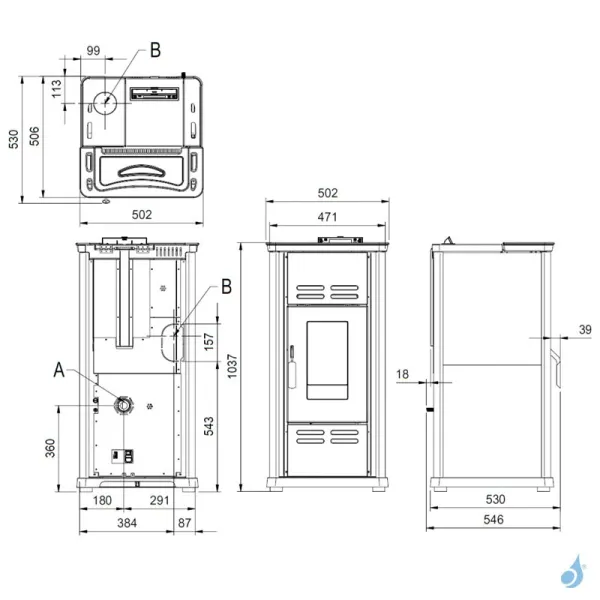 Poêle à Granulés Ventilé Extraflame Serafina Petra Evo Puissance 8.0kW Sortie Fumée Supérieure Postérieure – Image 4