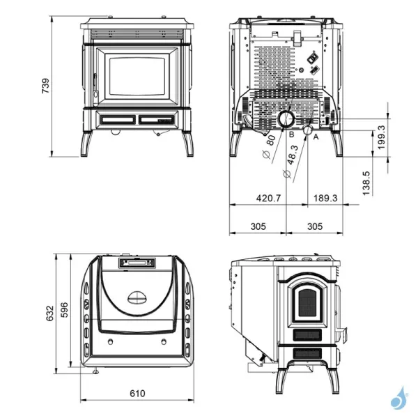 Poêle à Granulés Ventilé Extraflame Teodora Evo Puissance 8.0kW Sortie Fumée Postérieure – Image 2