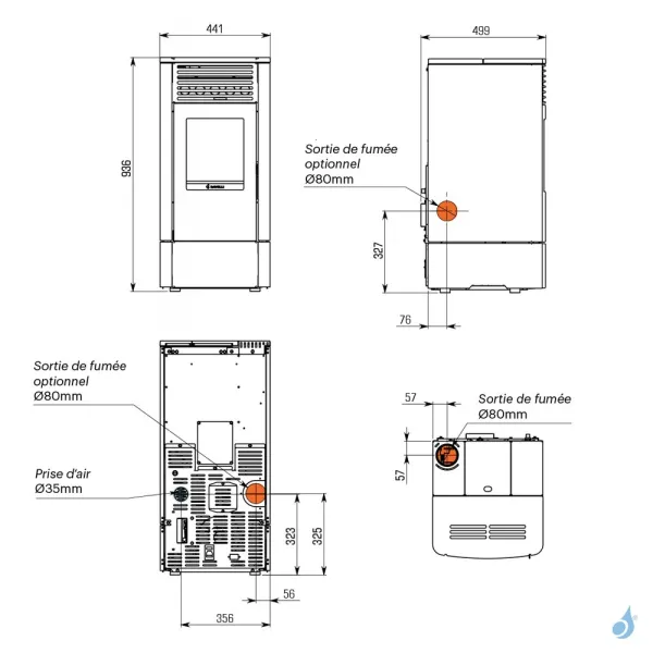 Poêle à Granulés Ventilé Ravelli S 70 Puissance 7kW Sortie Fumée Supérieure – Image 2